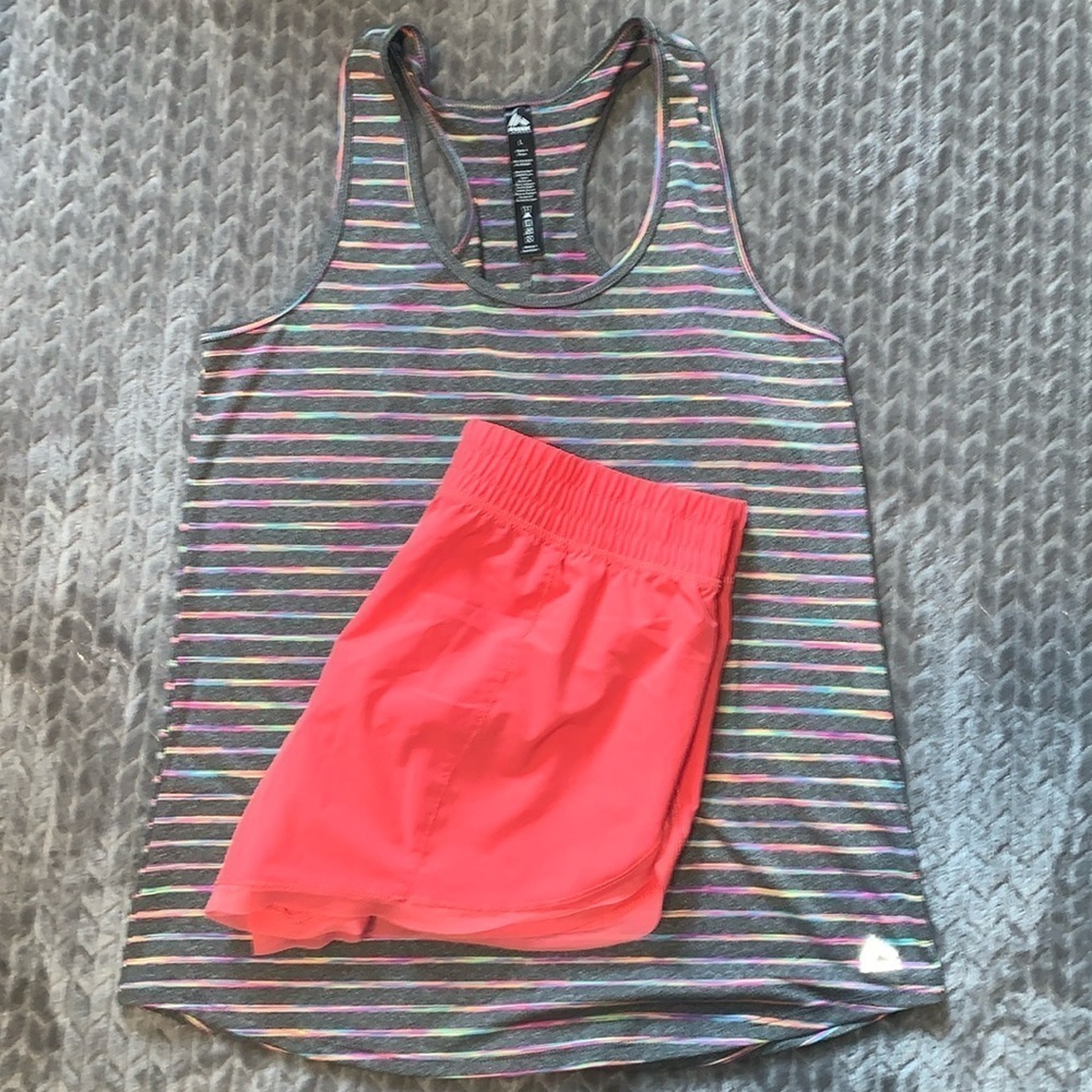 RBX Racer Back Top. Apana Running Shorts. Size Large